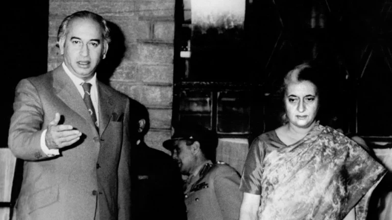 1972 Simla Agreement signed by Indira Gandhi and Zulfikar Ali Bhutto reshaping India-Pakistan borders
