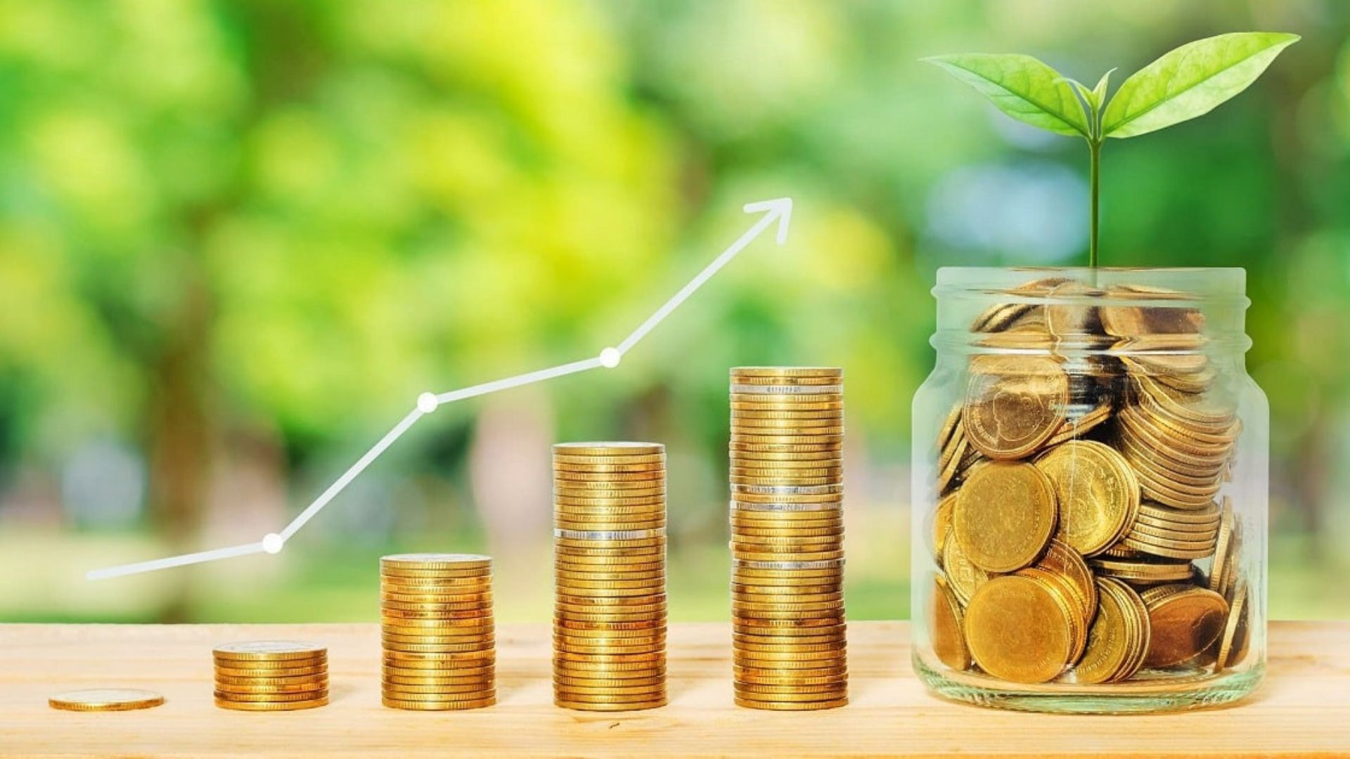 Investing made simple: stacks of coins increasing with upward graph showing wealth growth