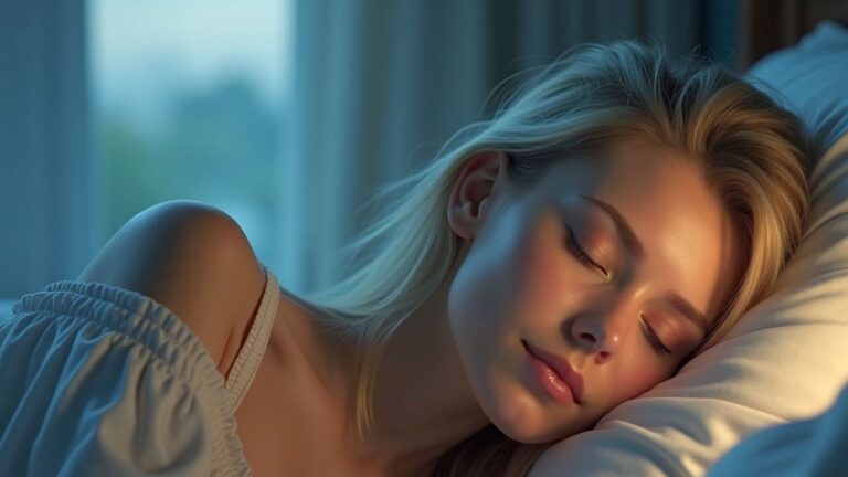 A beautiful woman sleeping peacefully after following a relaxing nighttime routine