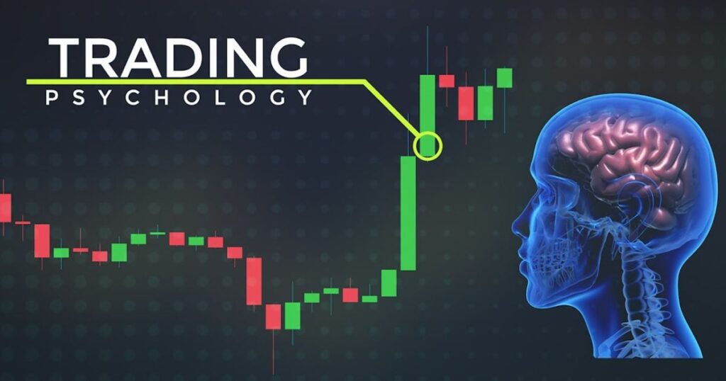 Trading psychology with brain illustration