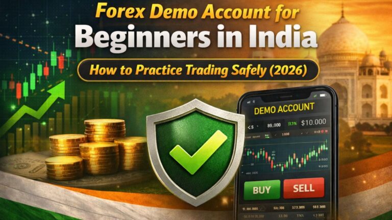 Forex demo account for beginners in India showing trading app and practice chart