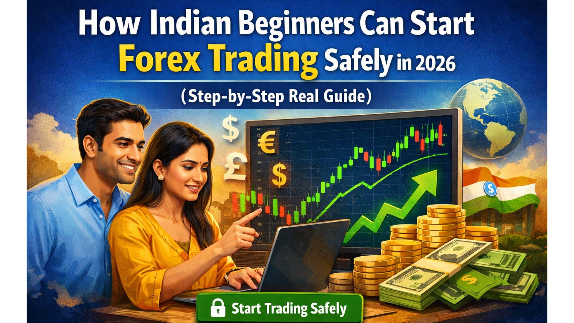 Indian beginners learning how to start forex trading safely in 2026 using chart analysis