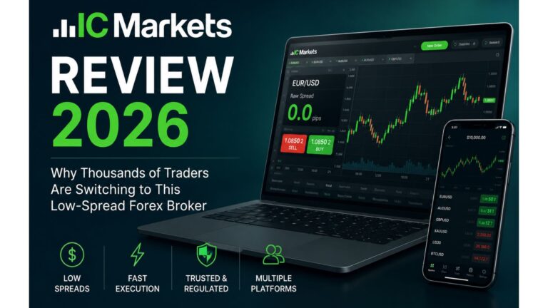 IC Markets Review 2026 featuring forex trading platform, low spreads, fast execution, and multiple trading platforms.