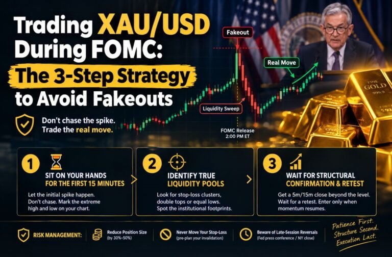 Trading XAU/USD during FOMC using a 3-step strategy to avoid fakeouts